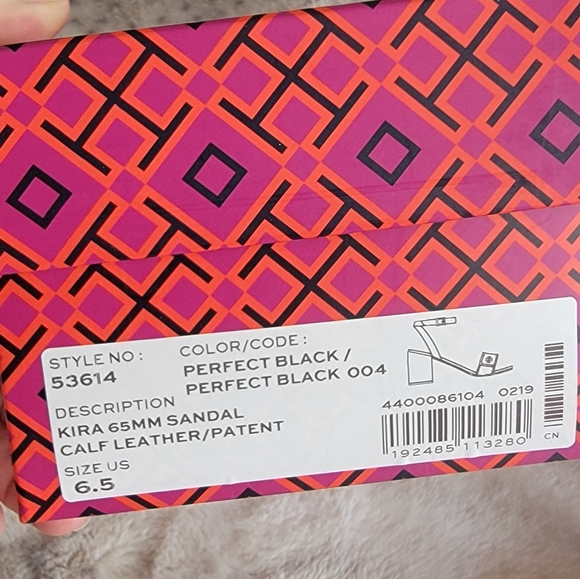 Tory Burch Black Kira Block Heel Calf Leather Sandals, Size 6.5 - Picture 13 of 14